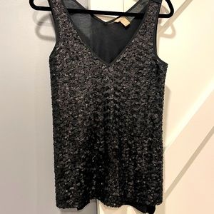 Black sequin front and sheer Banana Republic back tank top